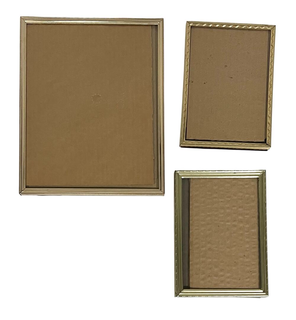 Lot of 3 Vintage Photo Picture Frames Brass Metal Gold Tone Easel 5x7 8x10